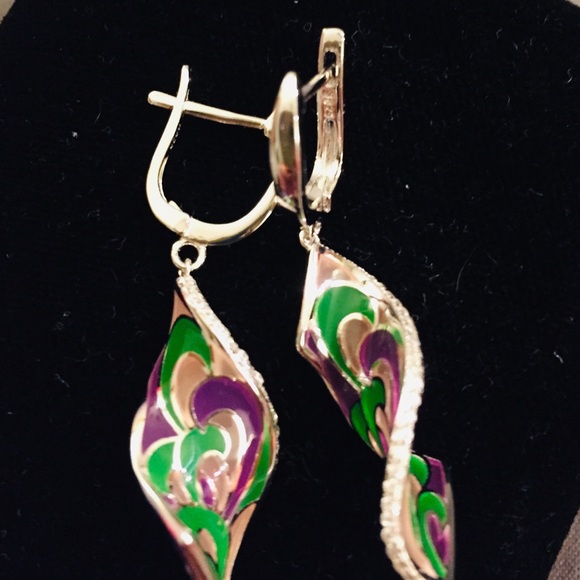 Sterling silver 925 dangling twist earrings. - Picture 6 of 7